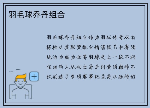 羽毛球乔丹组合